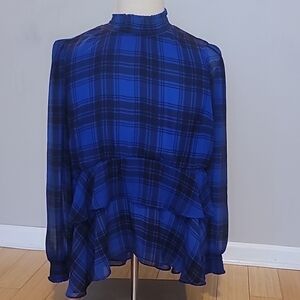 Blue peplum LS Blouse